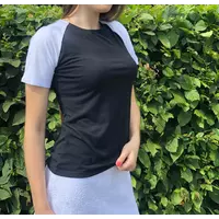 Женская футболка черного цвета с белыми рукавами Lytche 003b